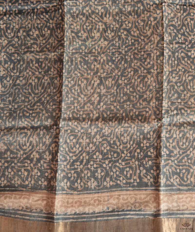 Bagru tussar silk saree