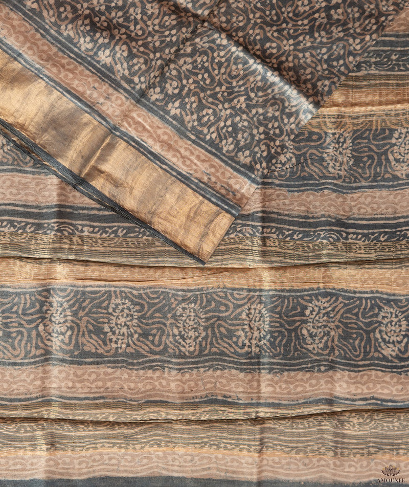 Bagru tussar silk saree