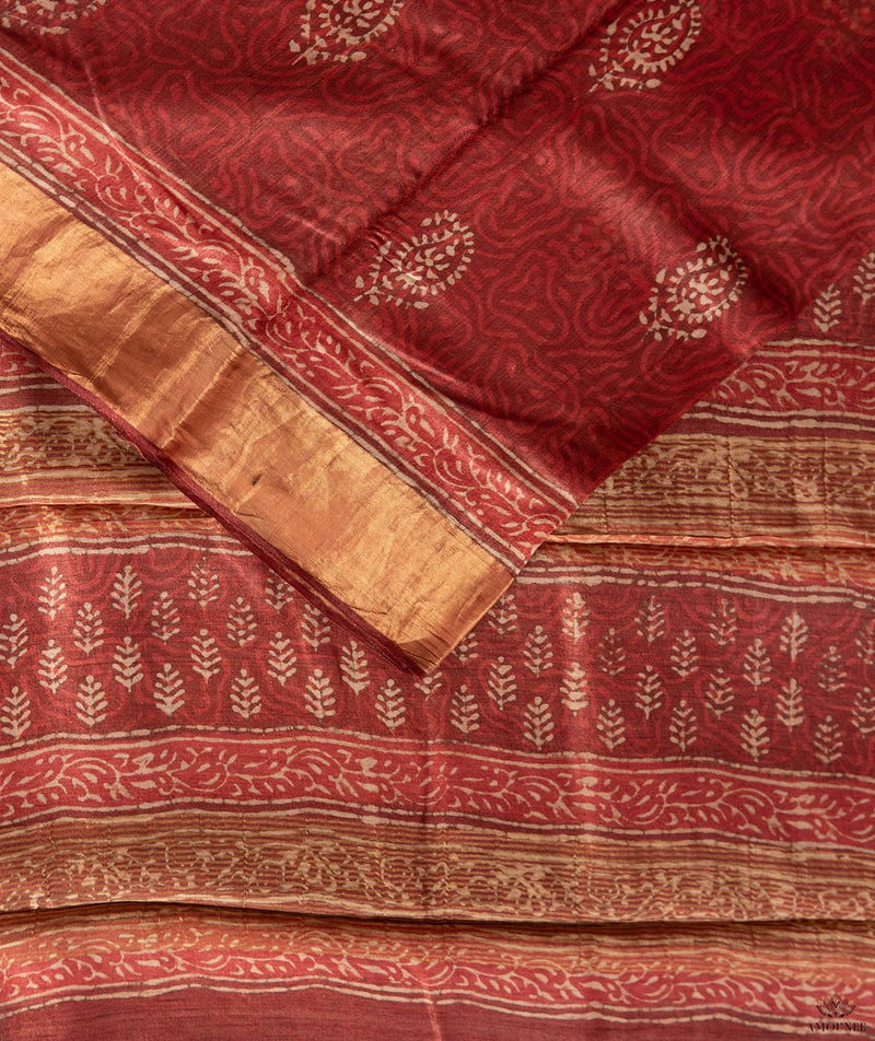 Bagru tussar silk saree