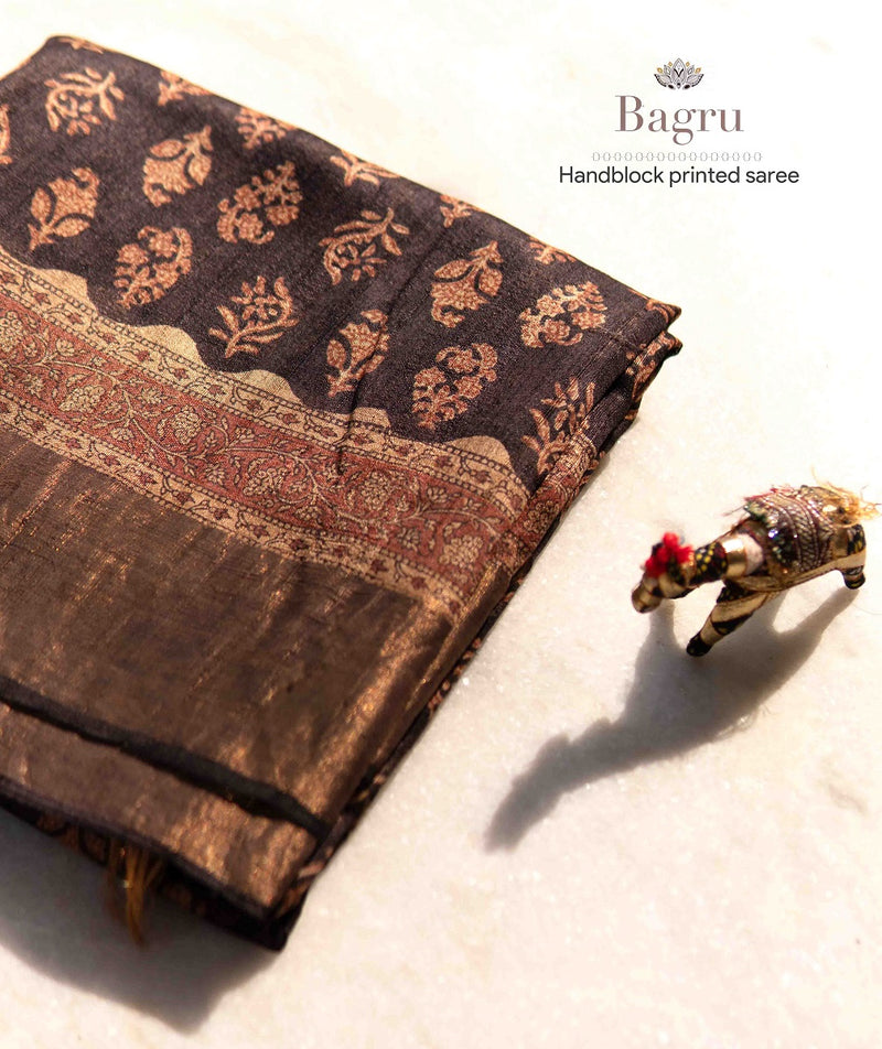 Bagru tussar silk saree