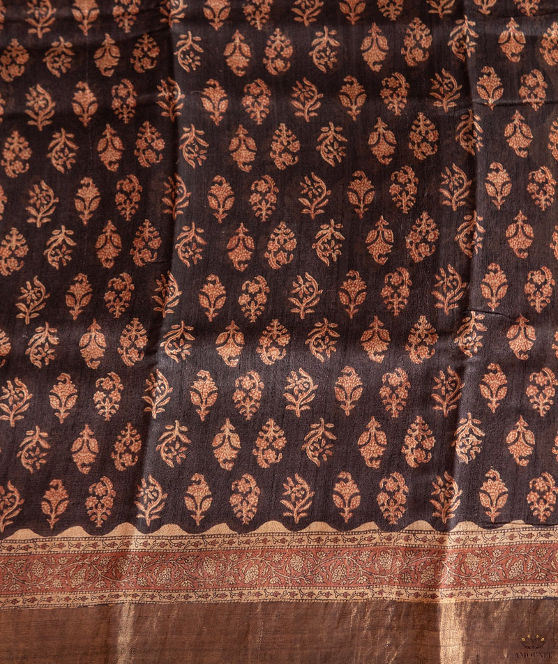 Bagru tussar silk saree