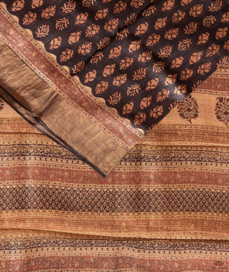 Bagru tussar silk saree