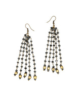 Grey Genuine Semiprecious Gemstone and Dokra Brass Earring