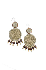 Natural Sabai Grass and Wooden Bead Earring