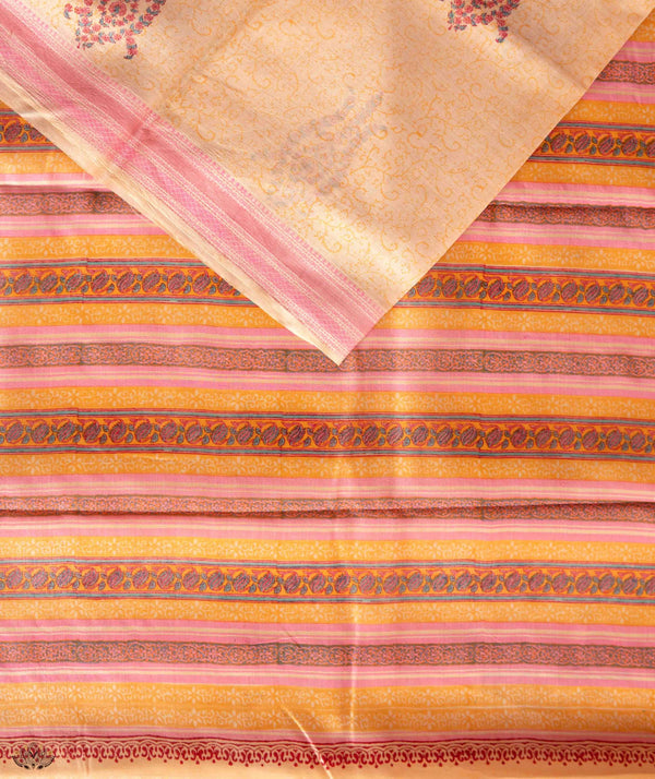 Sanganeer Tussar Handblock Printed Saree