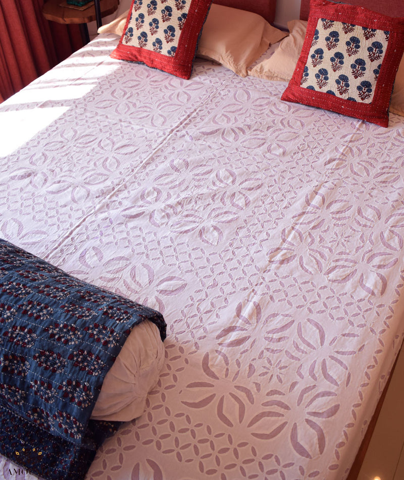 Applique King size Bed Cover