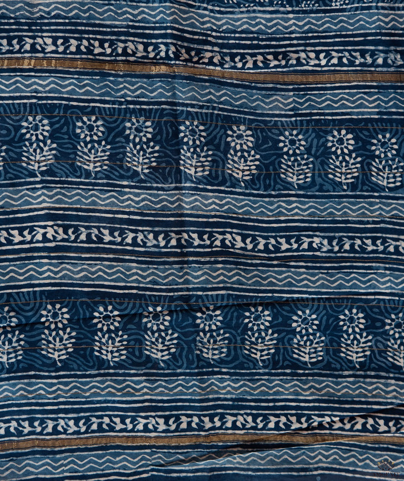 Dabu Chanderi Handblock Printed Saree