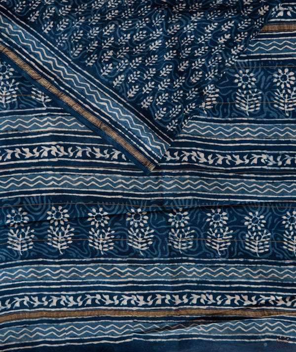 Dabu Chanderi Handblock Printed Saree