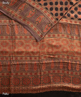 Ajrakh modal silk hand block printed saree