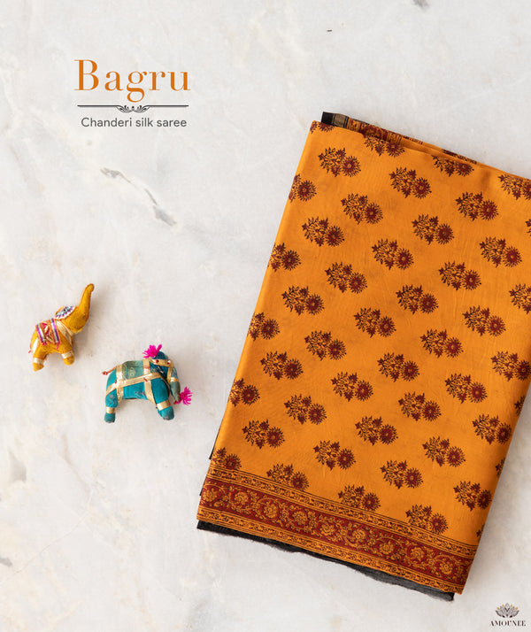 Chanderi Bagru Handblock Printed Saree