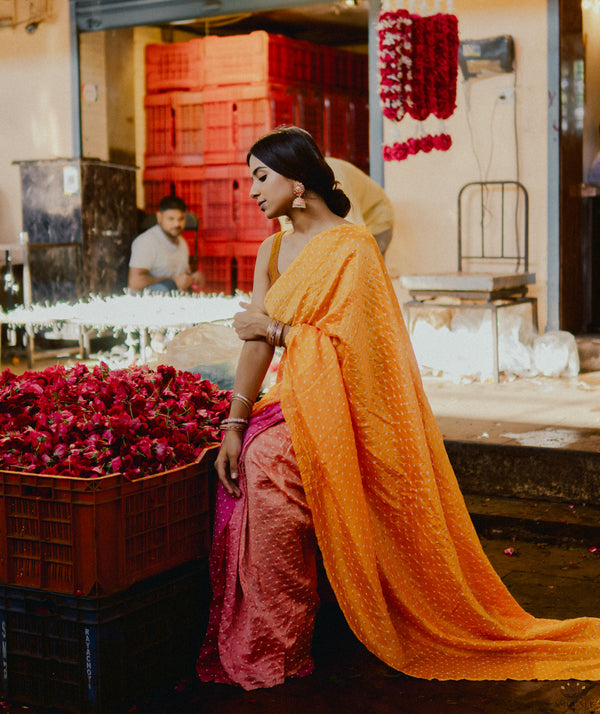 Bandhani Chanderi Silk Saree