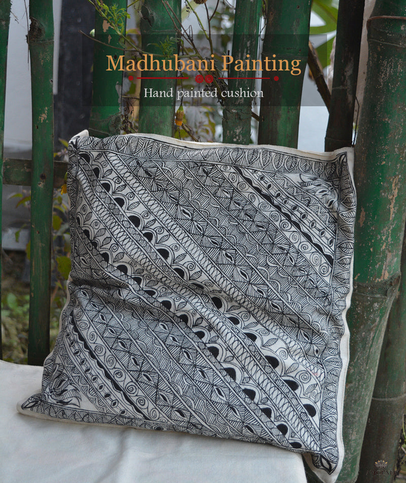 Madhubani Hand Painted Cushion Cover