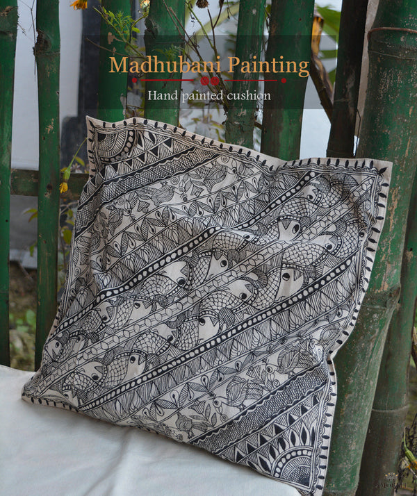 Madhubani Hand Painted Cushion Cover