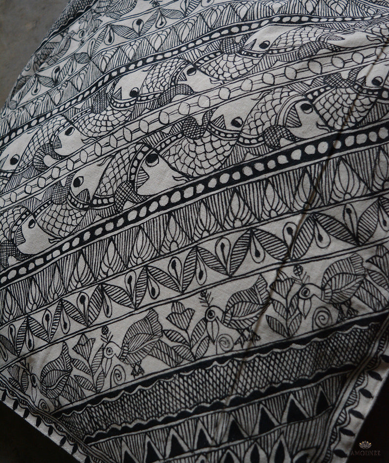 Madhubani Hand Painted Cushion Cover