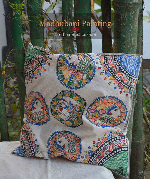 Madhubani Hand Painted Cushion Cover