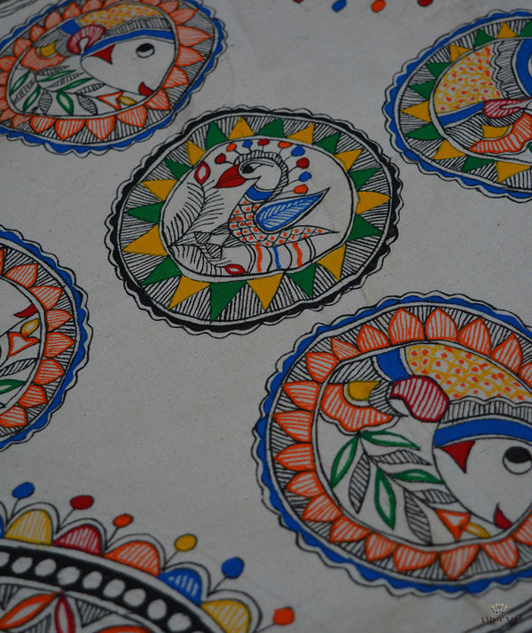 Madhubani Hand Painted Cushion Cover