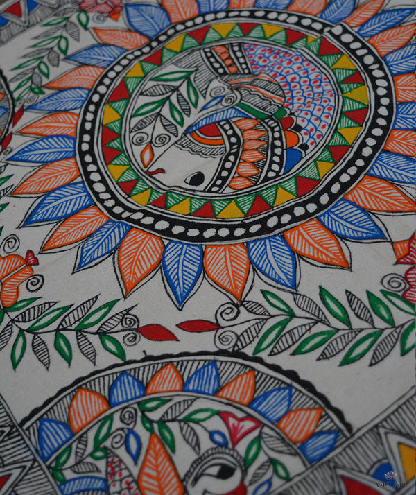 Madhubani Hand Painted Cushion Cover