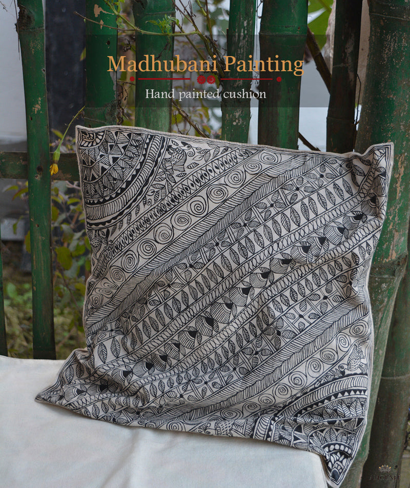 Madhubani Hand Painted Cushion Cover