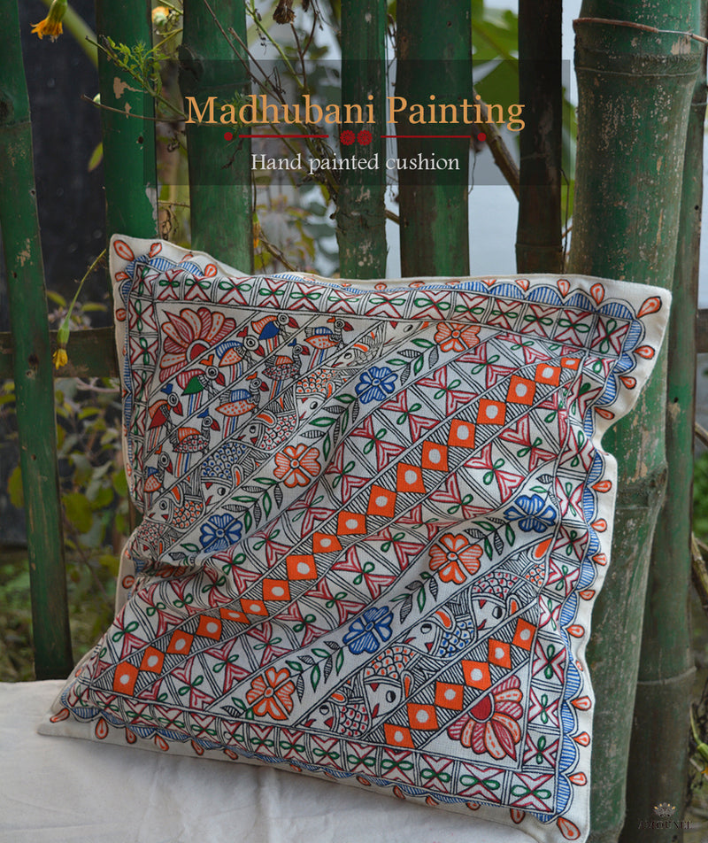 Madhubani Hand Painted Cushion Cover