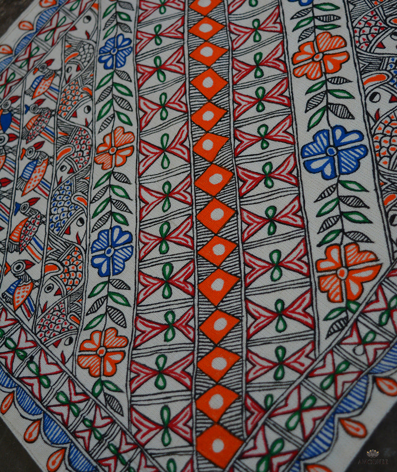 Madhubani Hand Painted Cushion Cover