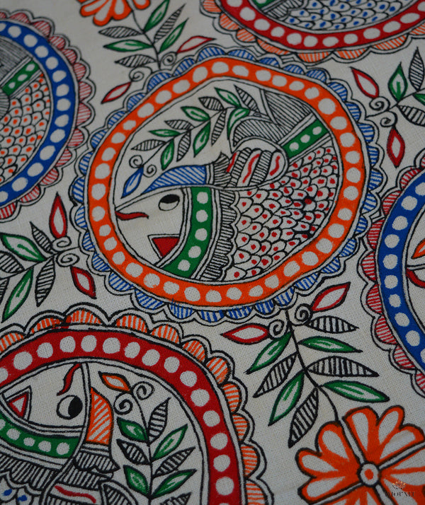 Madhubani Hand Painted Cushion Cover