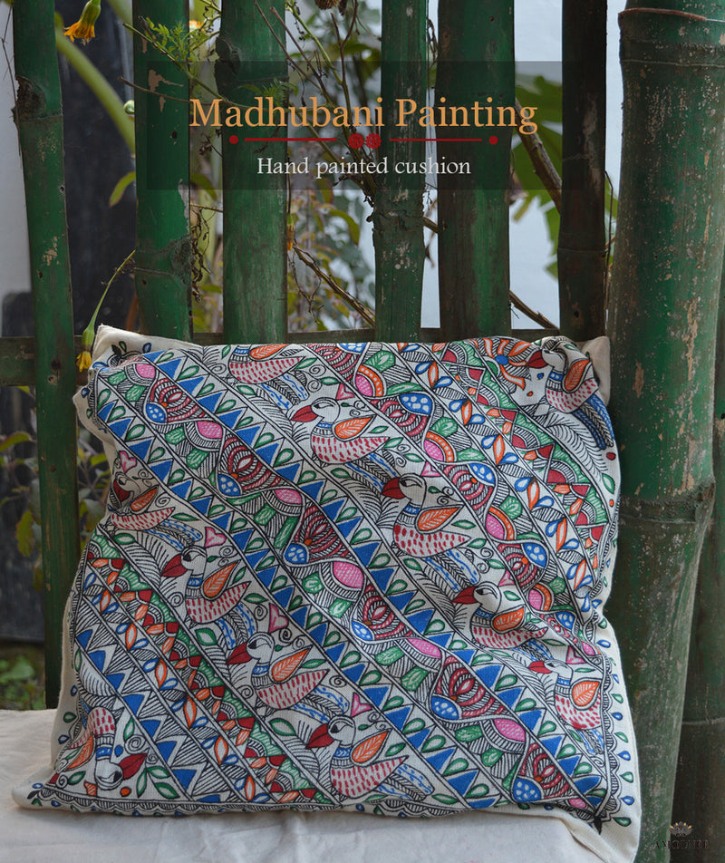 Madhubani Hand Painted Cushion Cover