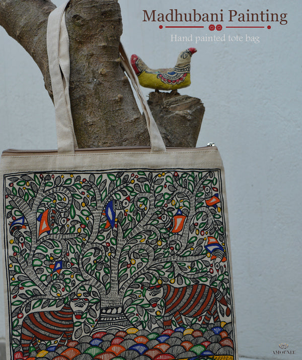 Madhubani Hand Painted Tote Bag