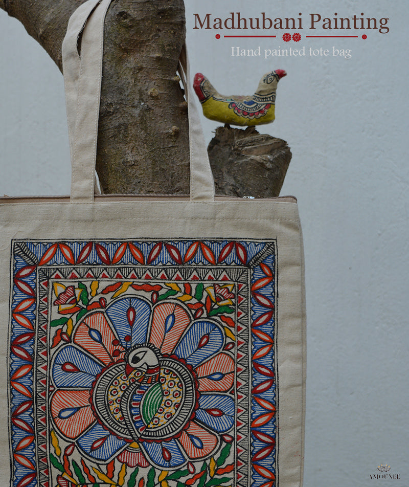 Madhubani Hand Painted Tote Bag