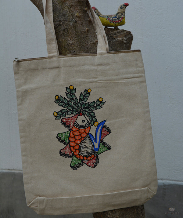 Madhubani Hand Painted Tote Bag