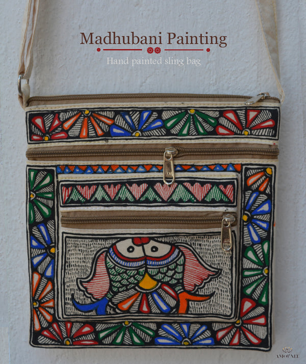 Madhubani Hand Painted Sling Bag