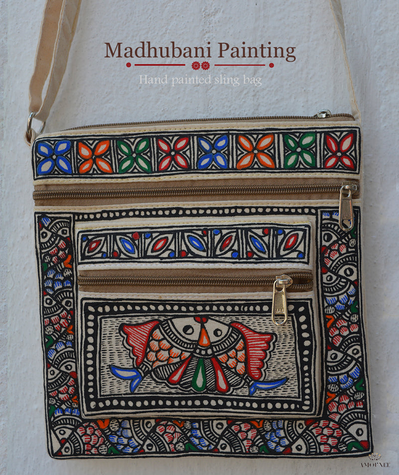 Madhubani Hand Painted Sling Bag