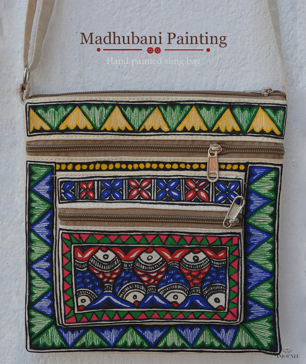 Madhubani Hand Painted Sling Bag