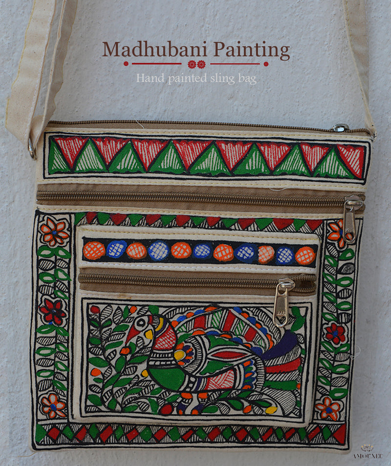 Madhubani Hand Painted Sling Bag