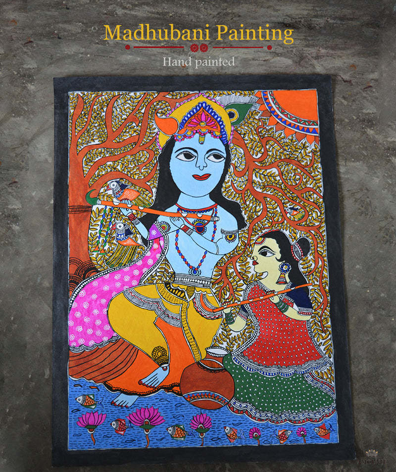 Madhubani Hand Painting: Radha Krishna