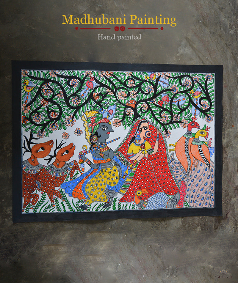 Madhubani Hand Painting: Radha Krishna