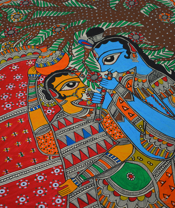 Madhubani Hand Painting: Radha Krishna