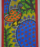 Madhubani Hand Painting: Peacocks meeting