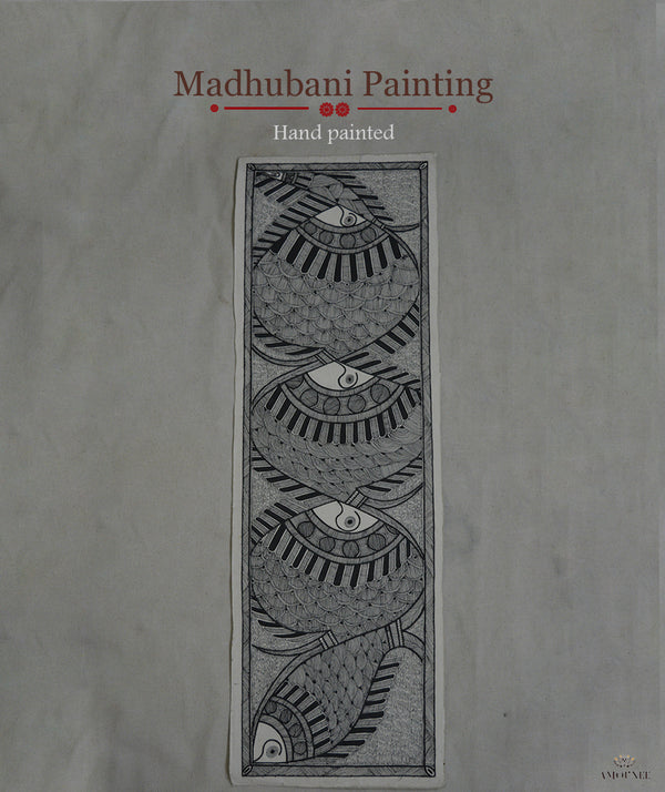 Madhubani Hand Painting: Fish Family