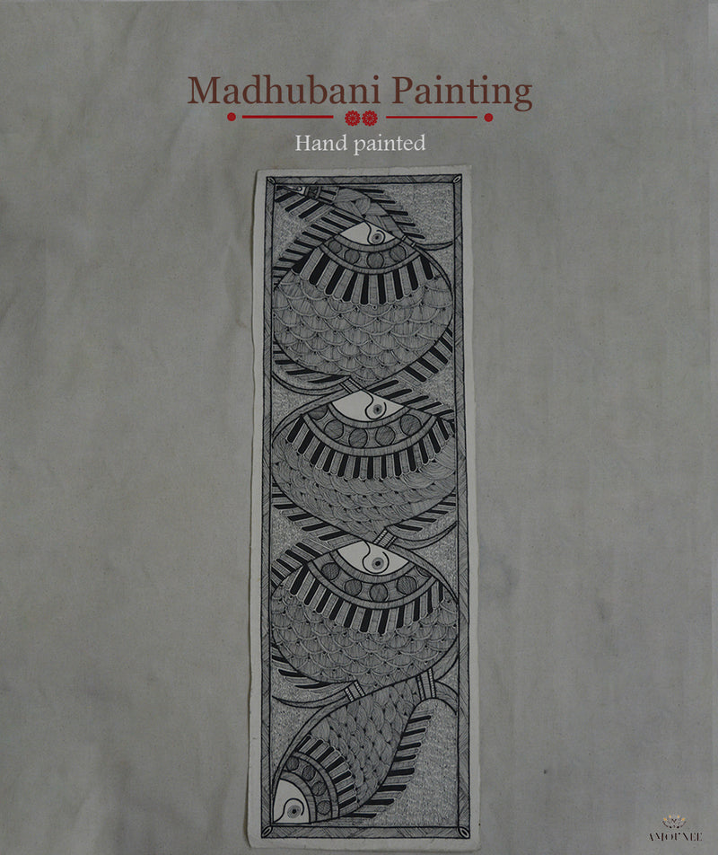 Madhubani Hand Painting: Fish Family