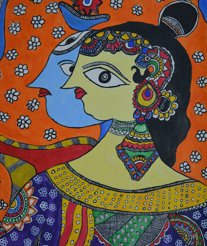 Madhubani Hand Painting: Shiva Parvati