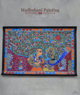 Madhubani Hand Painting: Radha Krishna playing