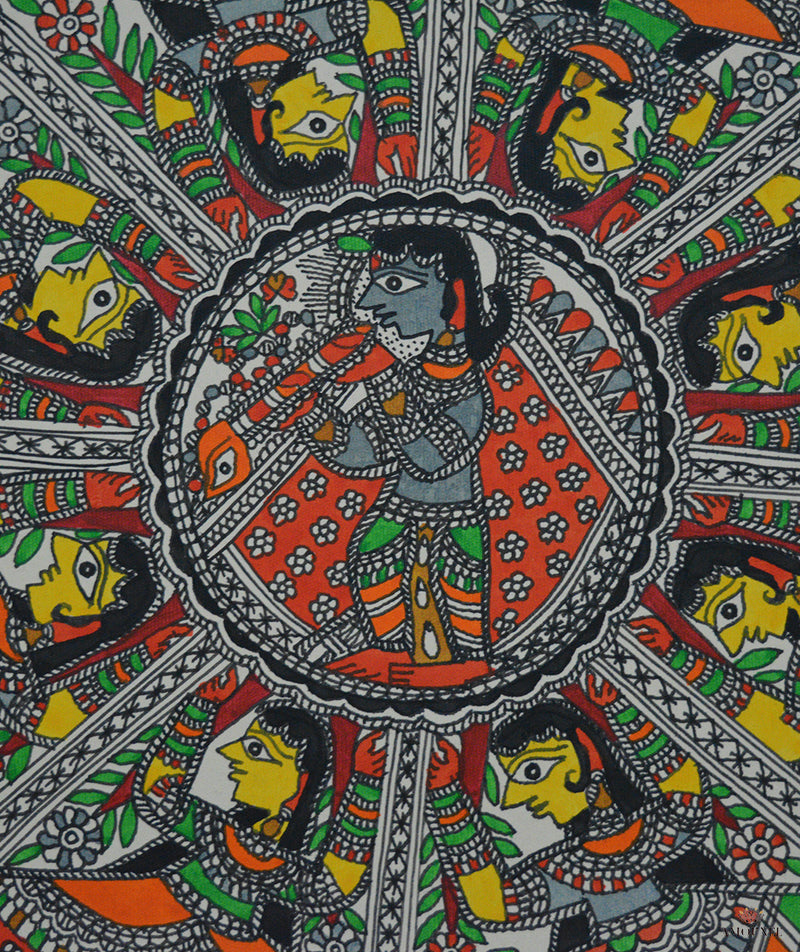 Madhubani Hand Painting: Krishna Raasleela