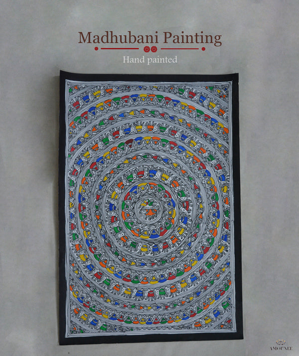 Madhubani Hand Painting: Fairy dancing with animals