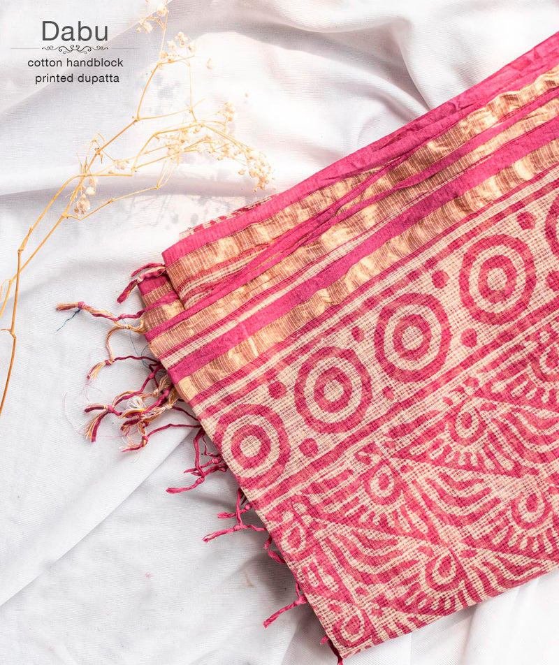 Handblock Printed Kota Dorai Dabu Dupatta