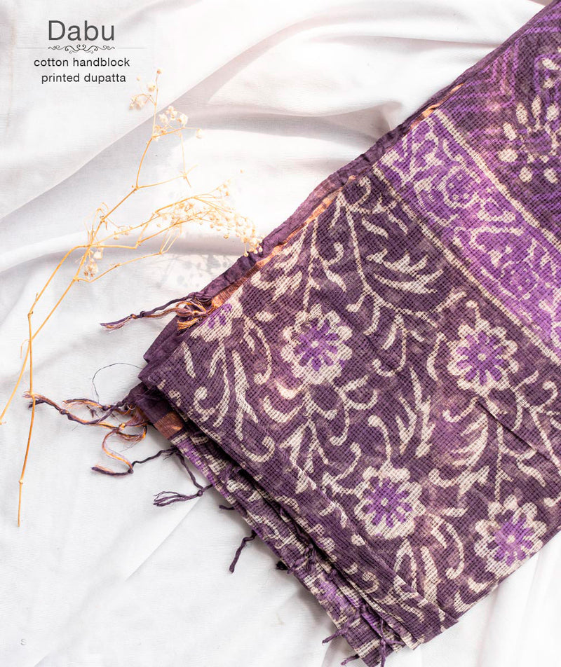 Handblock Printed Kota Dorai Dabu Dupatta