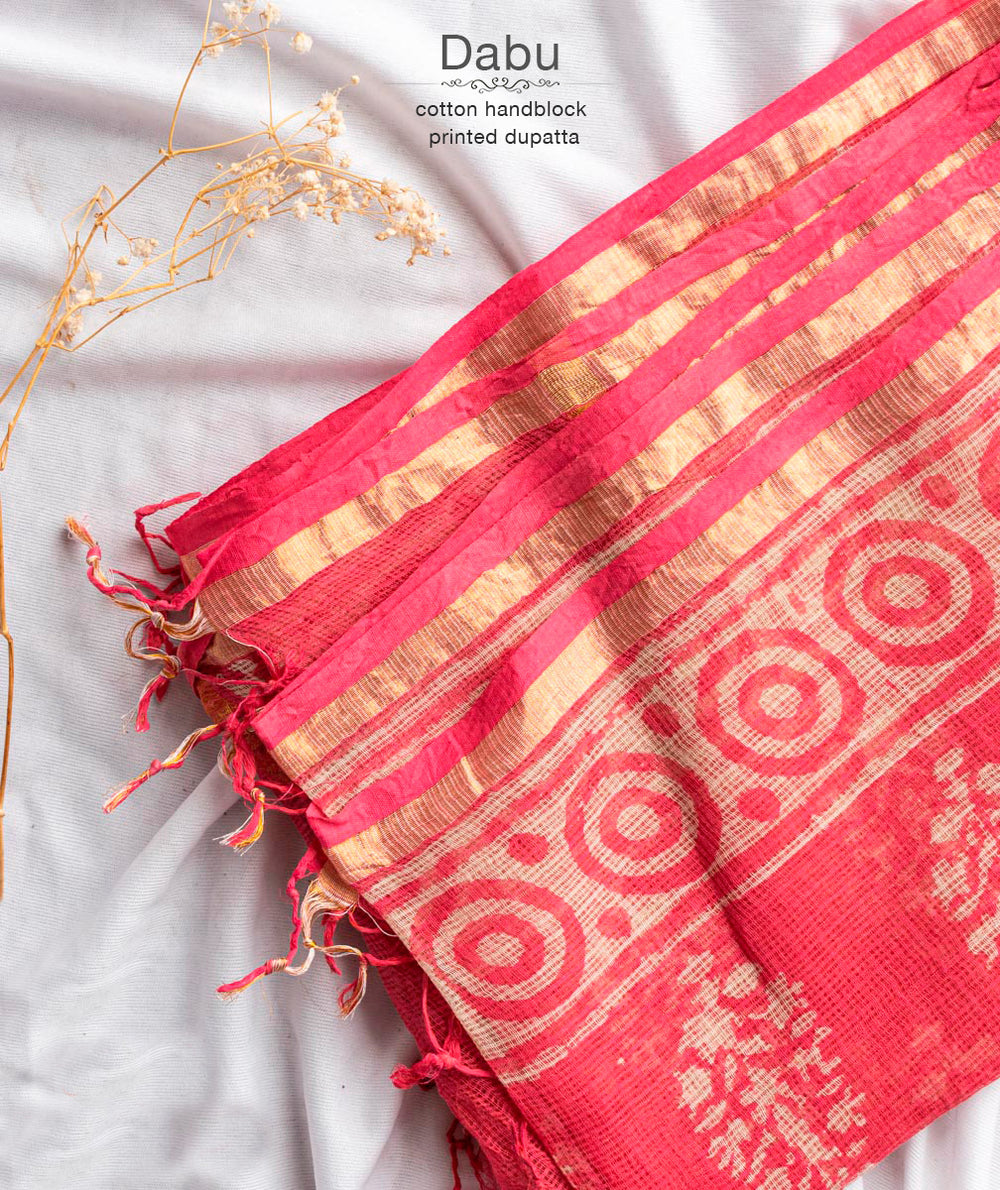 Blocks & Mud | Elegant high quality Dabu Natural Dyed Handwoven Kota Cotton Dupatta