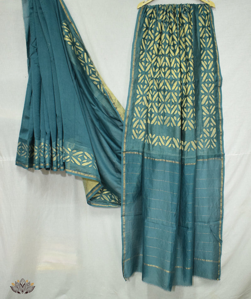 Applique HandStiched Chanderi Saree