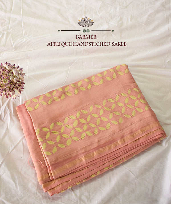 Applique HandStiched Chanderi Saree