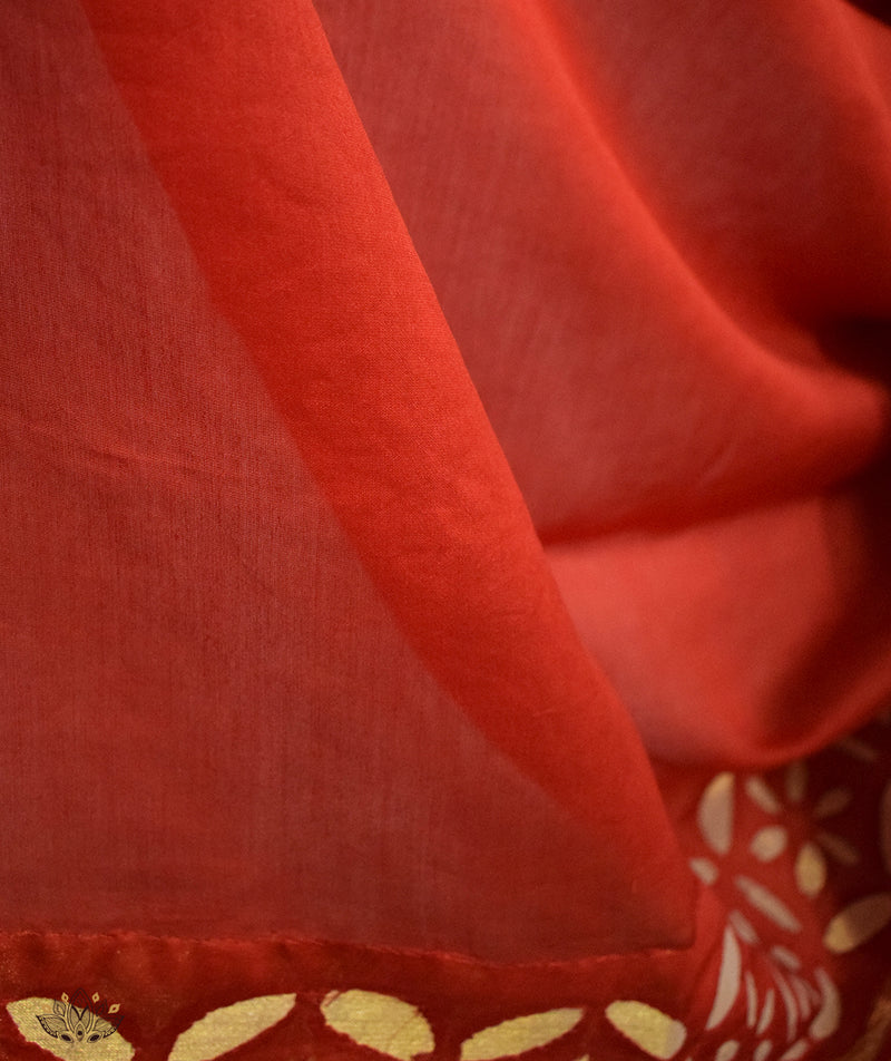 Applique HandStiched Chanderi Saree