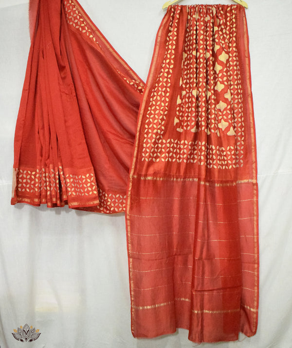 Applique HandStiched Chanderi Saree